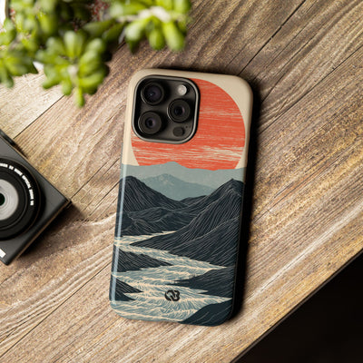 Beige Tough Phone Case for iPhone - Crimson Ridge Flow