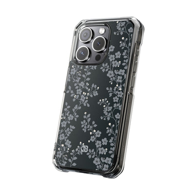 Black Impact MagSafe Phone Case for iPhone - Midnight Slate Blossom