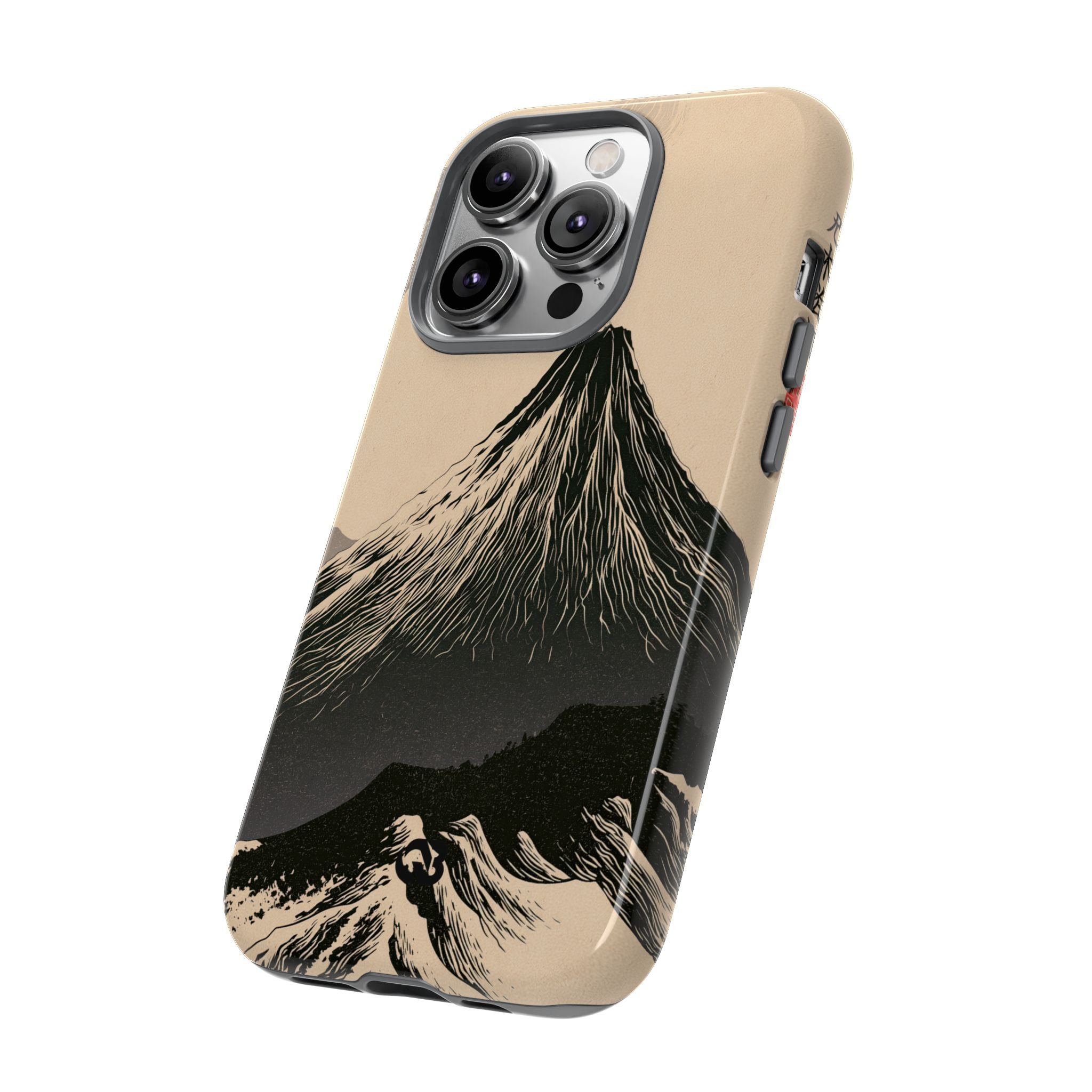 Beige Tough Phone Case for iPhone - Obsidian Ink Summit