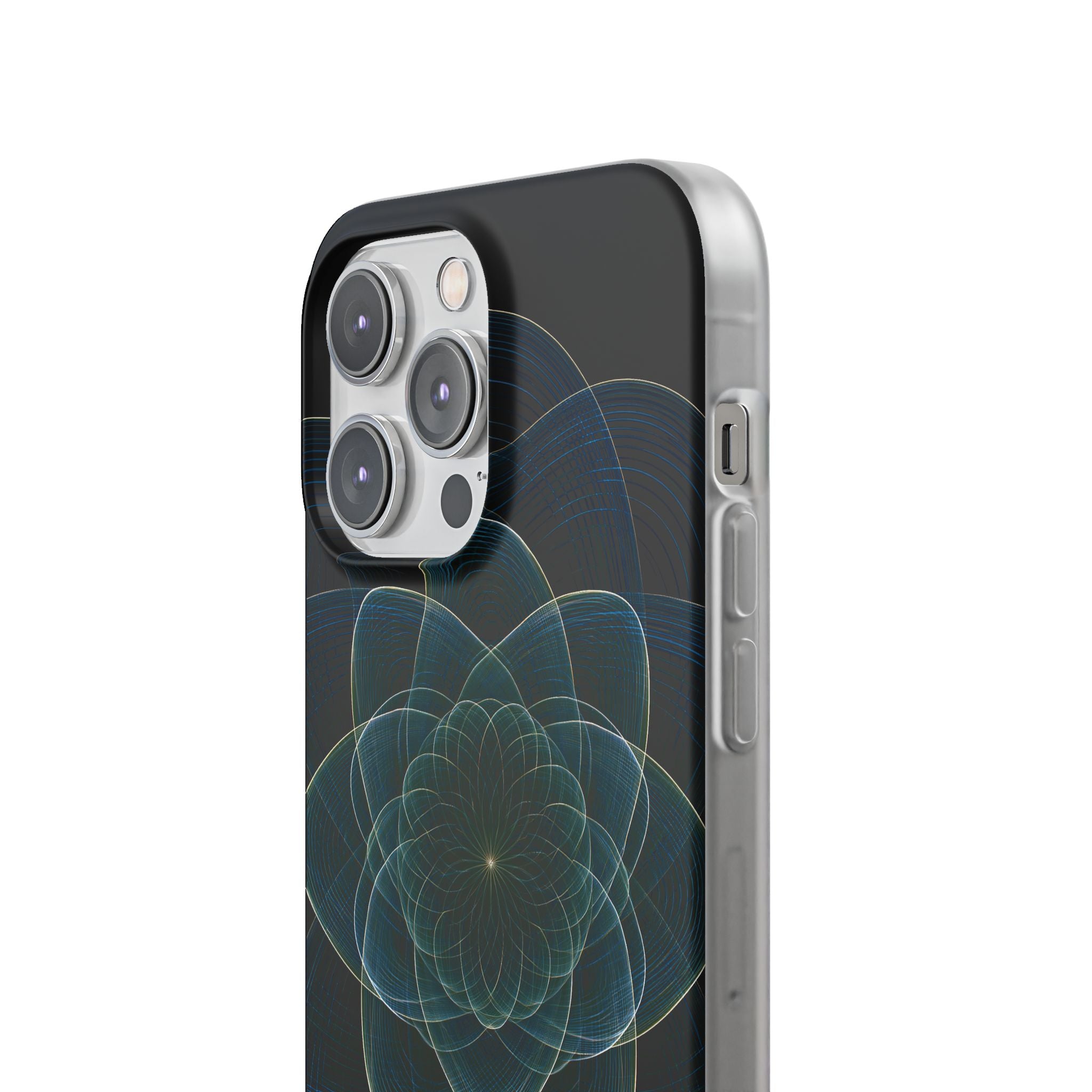 Blue Lite Phone Case for iPhone - Celestial Wireframe Bloom