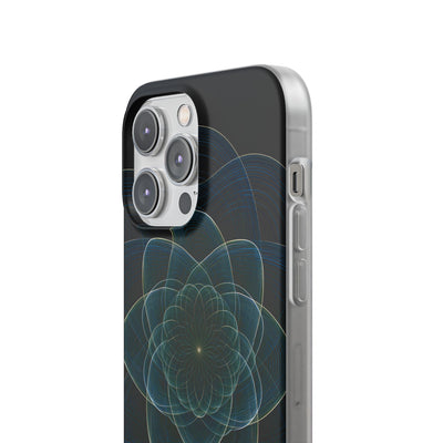 Blue Lite Phone Case for iPhone - Celestial Wireframe Bloom