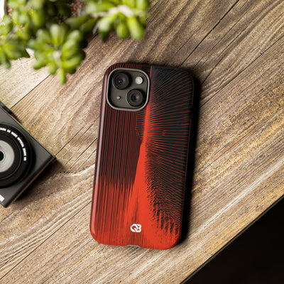Red Tough Phone Case for iPhone - Crimson Frequency Pulse
