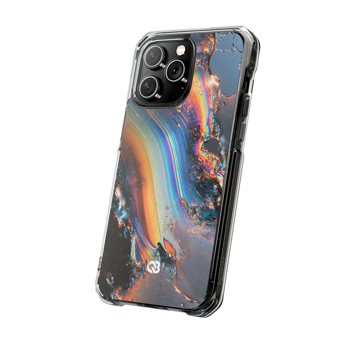 Prismatic Aura Flow · Clear Impact Magnetic Phone Case for iPhone · Blue