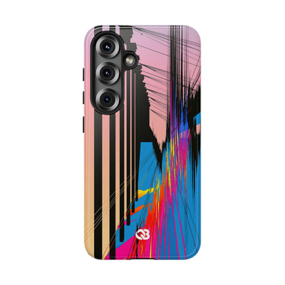 Blue Tough Phone Case for Samsung - Fractured Data Skyline