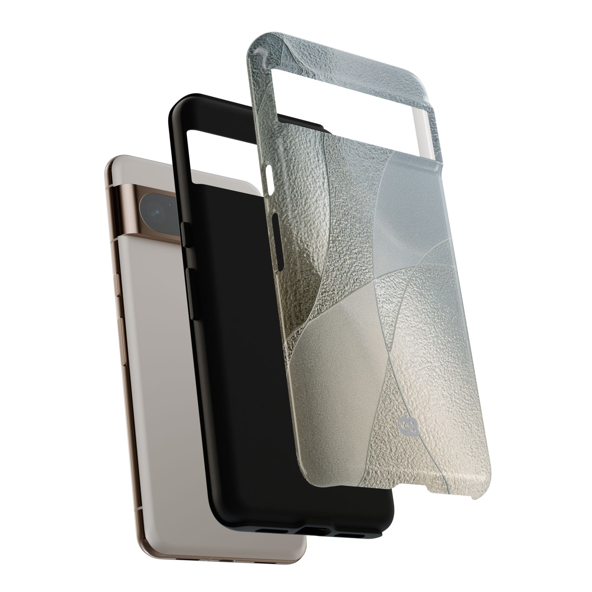 Silver Tough Phone Case for Google Pixel -Frosted Silver Mosaic