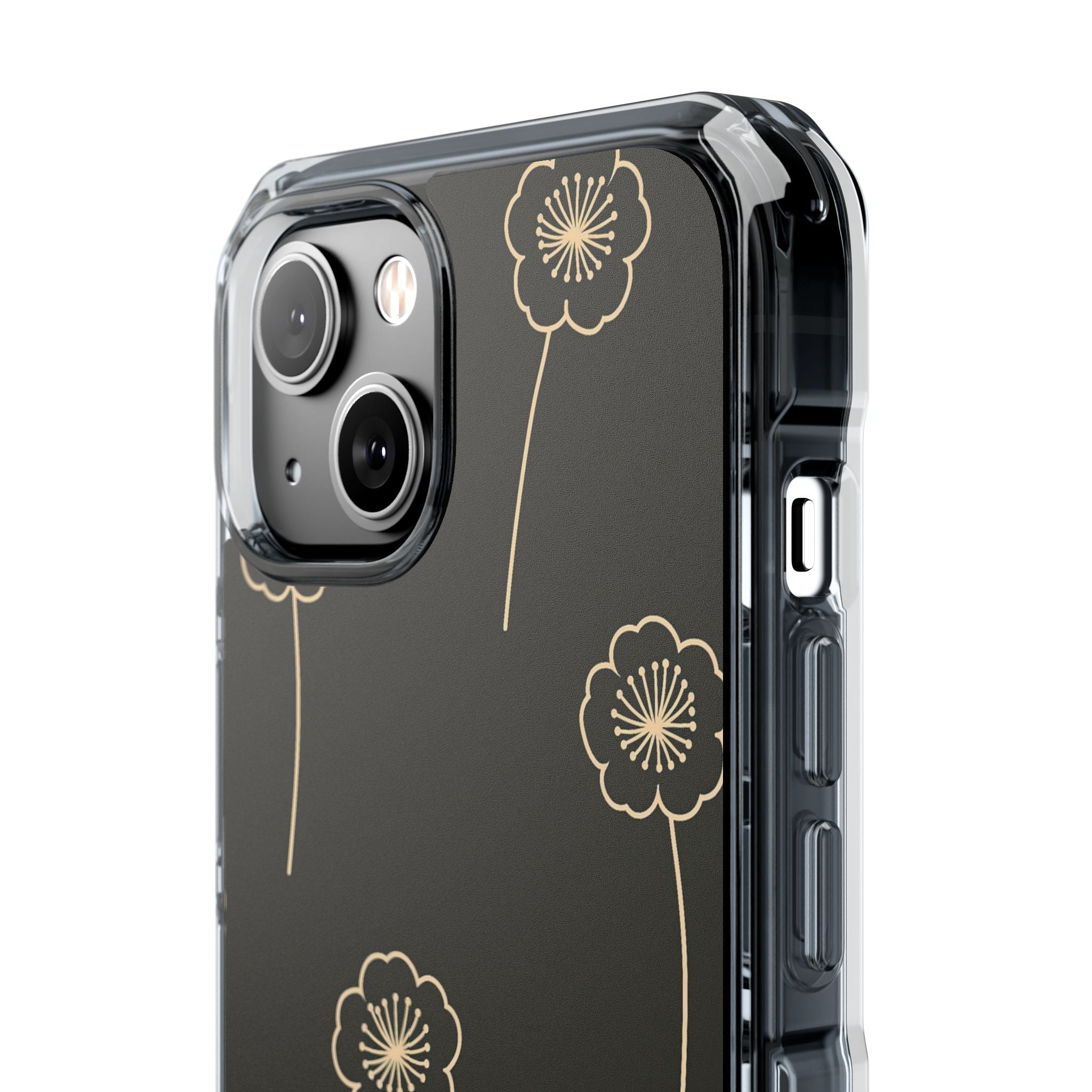 Black Impact MagSafe Phone Case for iPhone - Obsidian Sand Petals
