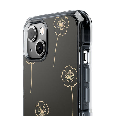 Black Impact MagSafe Phone Case for iPhone - Obsidian Sand Petals