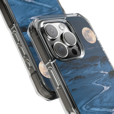 Arctic Moon Drift · Clear Impact Magnetic Phone Case for iPhone · Blue