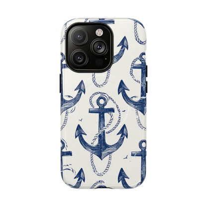 Navy Anchor Loop iPhone 14 Pro Case - Tough+