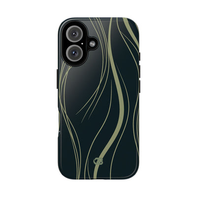 Green Tough Phone Case for iPhone - Obsidian Sage Flow