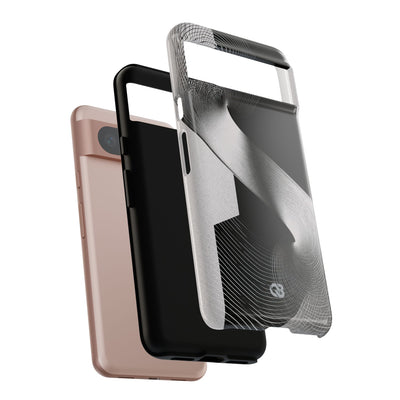 Grey Tough Phone Case for Google Pixel - Obsidian Moiré Wave