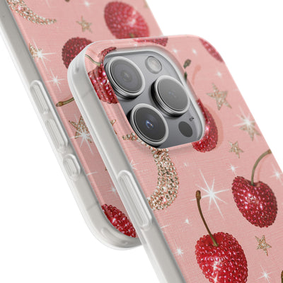 Bedazzled Ruby Cherries · Lite Phone Case for iPhone ·  Pink
