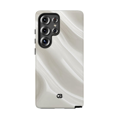 White Tough Phone Case for Samsung - Polished Ivory Wave