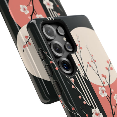 Black Tough Phone Case for Samsung - Kyoto Midnight Blossom