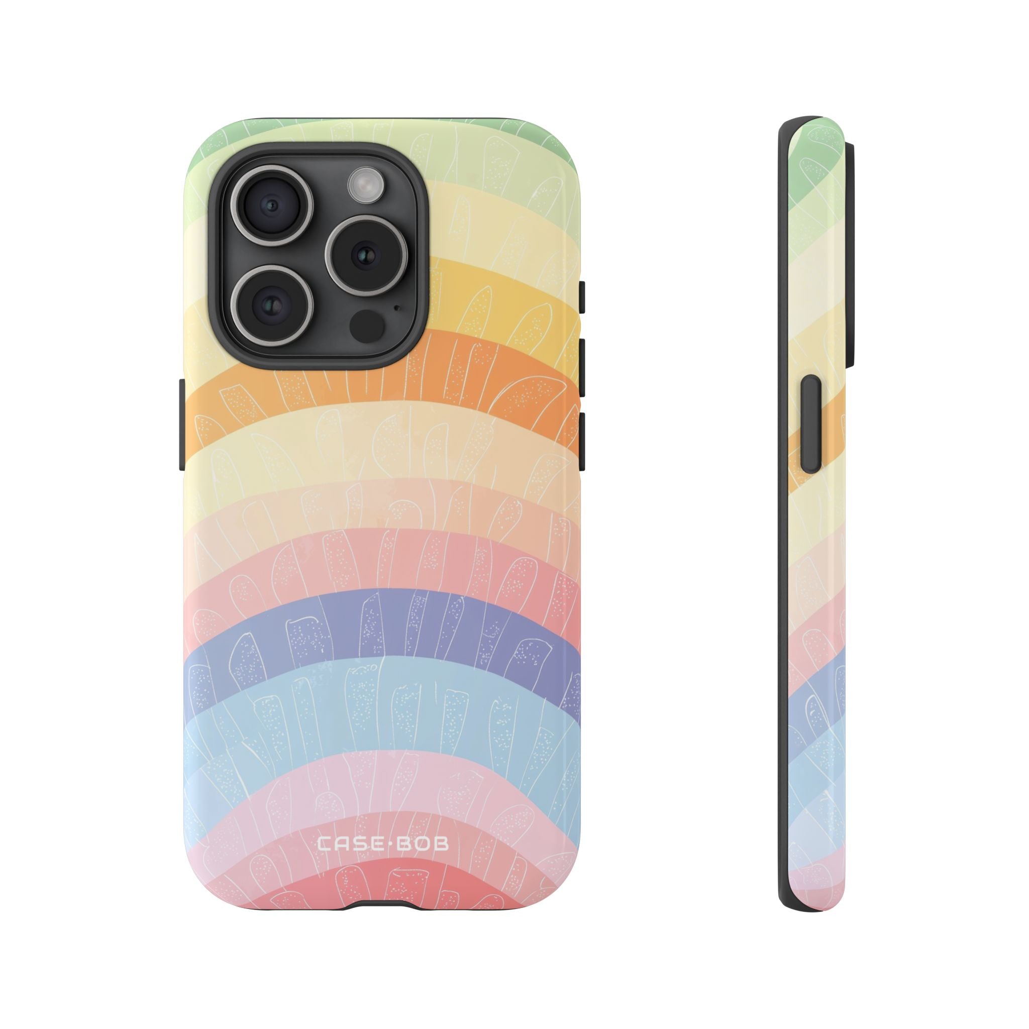 Pastel Regenboog Bandjes iPhone 15 Pro Case - Tough