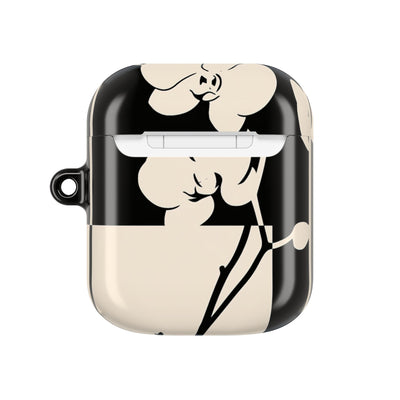 Geometric Orchid Bloom · Hard Case for AirPods & AirPods Pro · Black