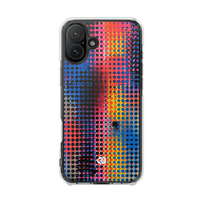 Chromatic Halftone Grid · Clear Impact Magnetic Phone Case for iPhone ·  Blue