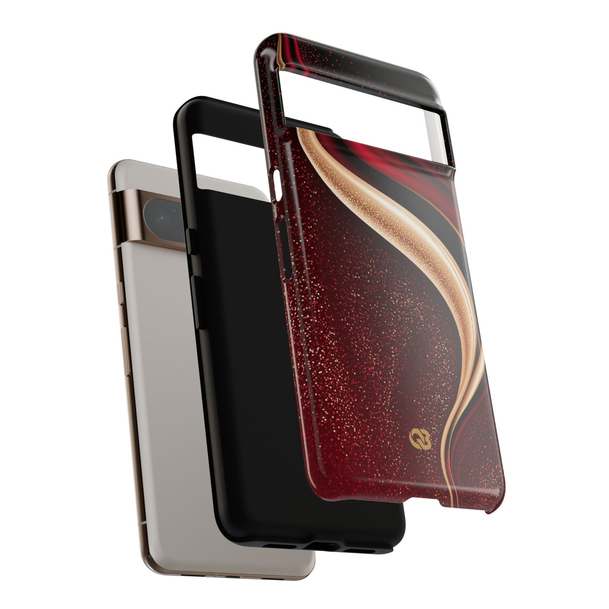 Gilded Crimson Flow · Tough Phone Case for Pixel ·  Red