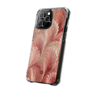 Blush Petal Plume · Clear Impact Magnetic Phone Case for iPhone · Pink