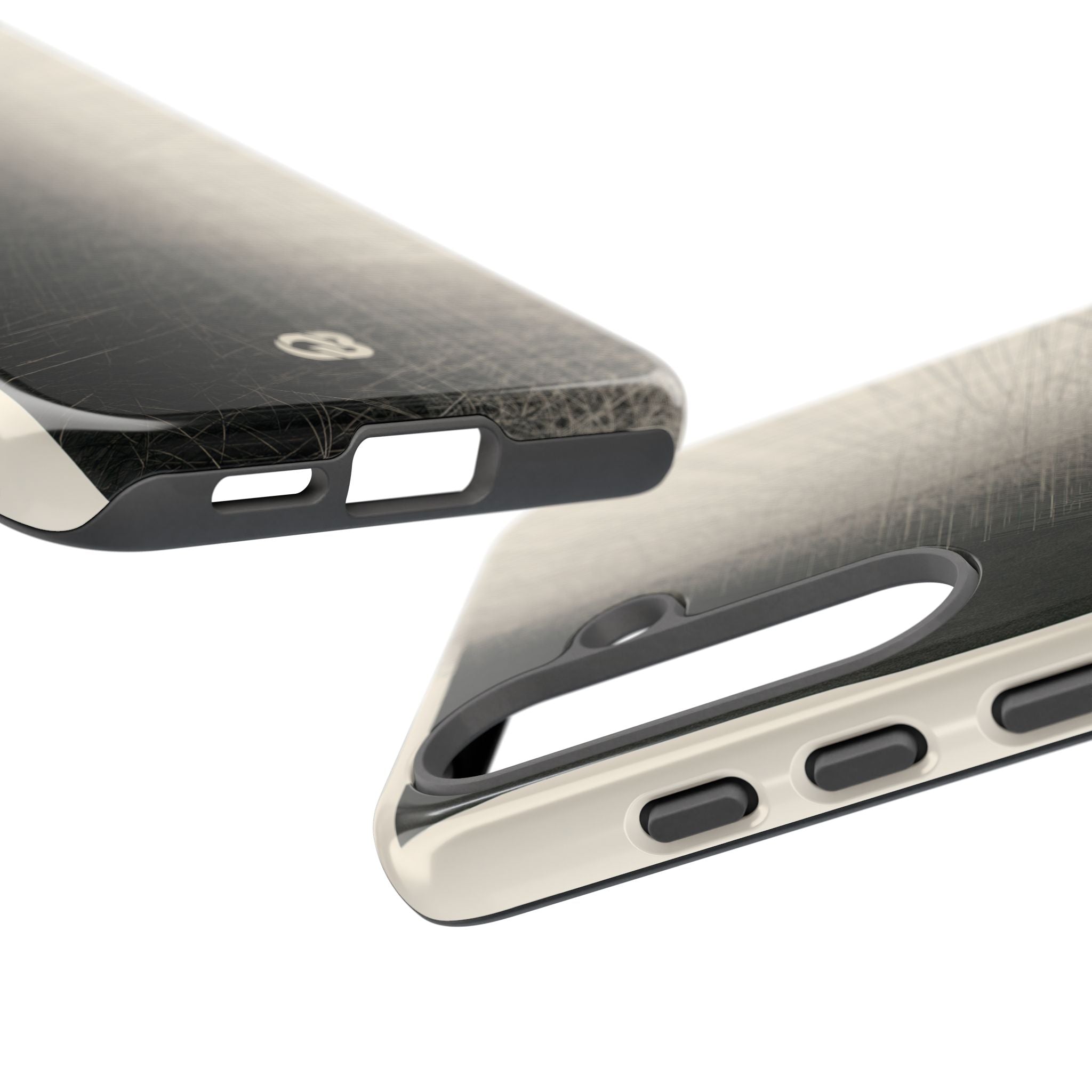 Beige Tough Phone Case for Samsung - Brutalist Graphite Grid