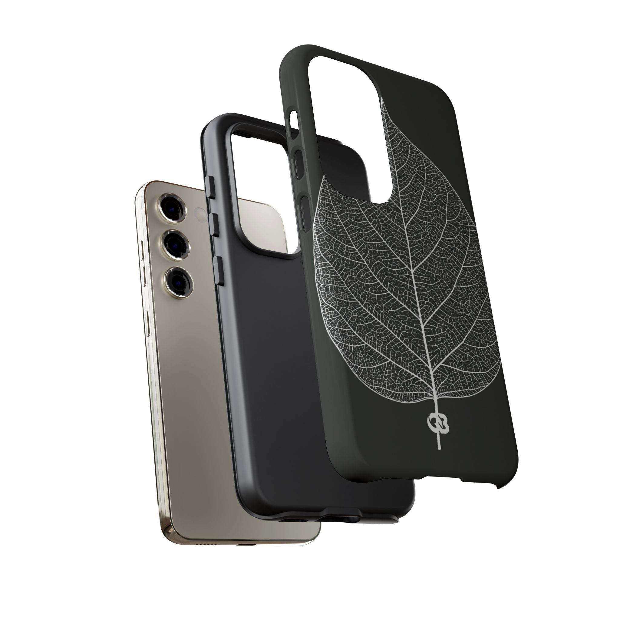 Black Tough Phone Case for Samsung - Bleached Leaf Lattice