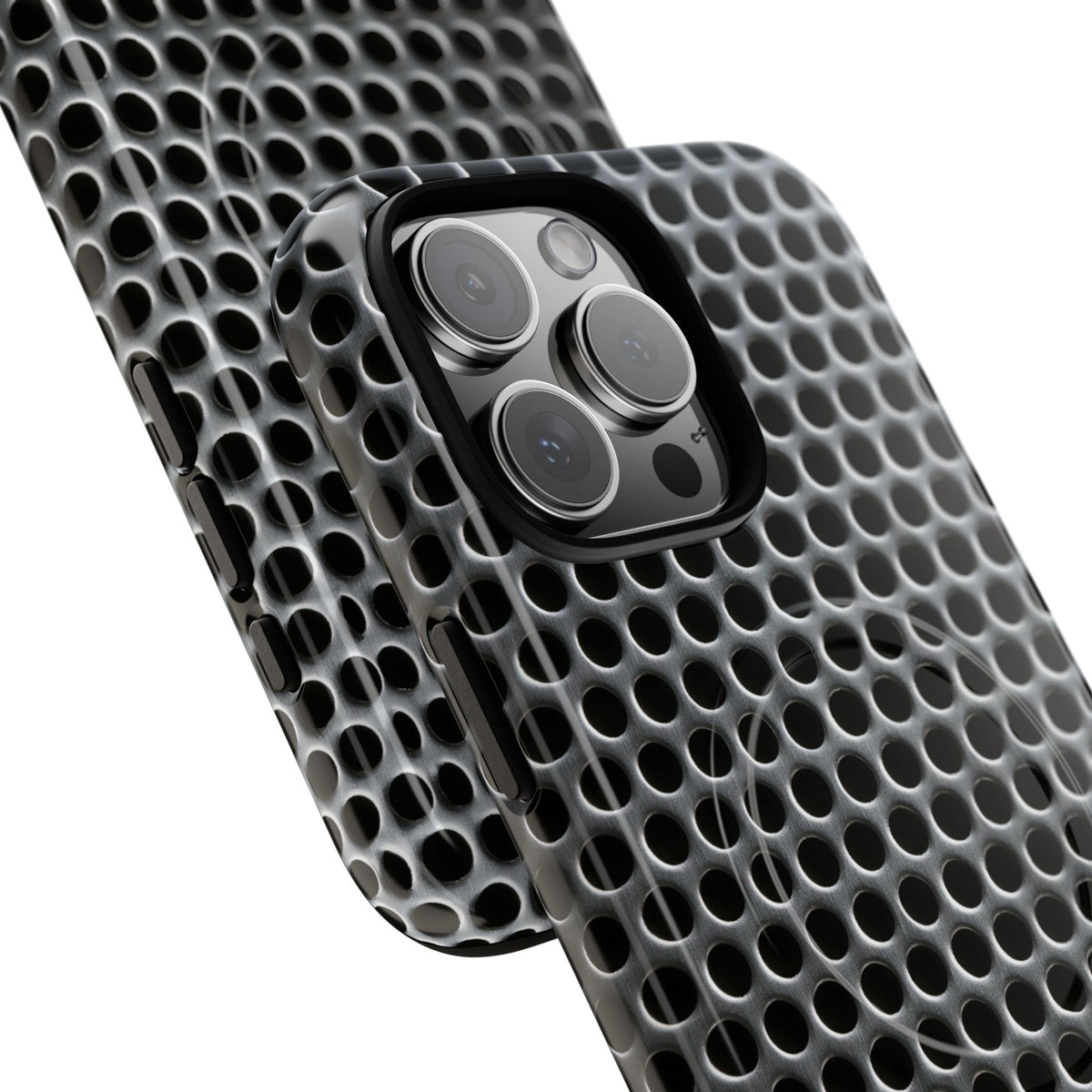 Brushed Perforated Steel · Tough 2.0 Magnetic Phone Case for iPhone · Silver