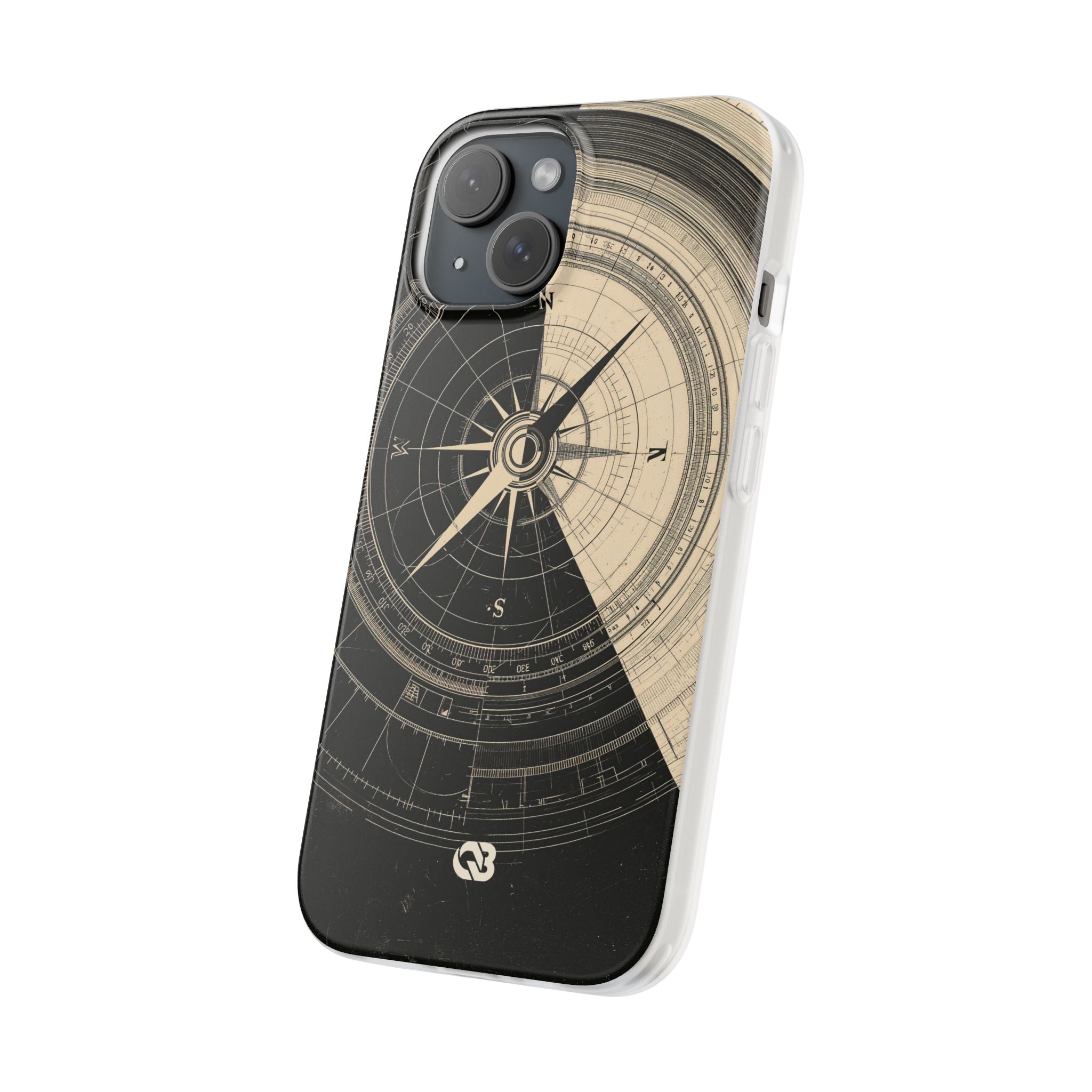 Beige Lite Phone Case for iPhone - Obsidian Nautical Blueprint