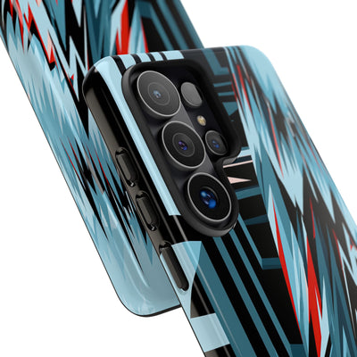 Blue Tough Phone Case for Samsung - Glitch Peak Cyan