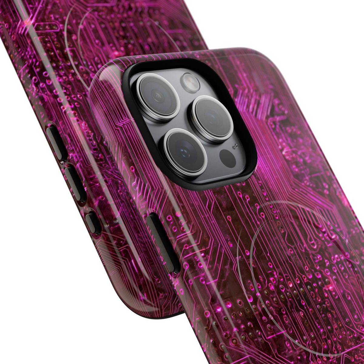 Magenta Circuit Trace · Tough 2.0 Magnetic Phone Case for iPhone · Pink