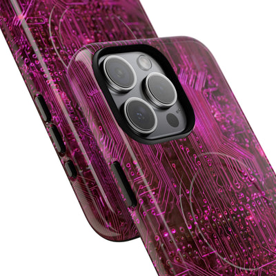 Magenta Circuit Trace · Tough 2.0 Magnetic Phone Case for iPhone · Pink
