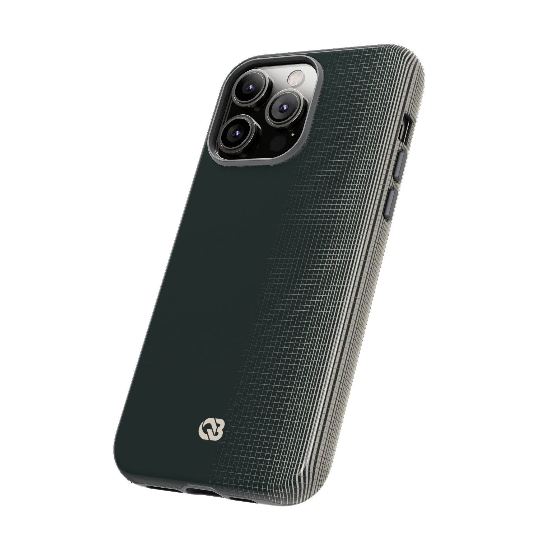 Grey Tough Phone Case for iPhone - Charcoal Tech Grid