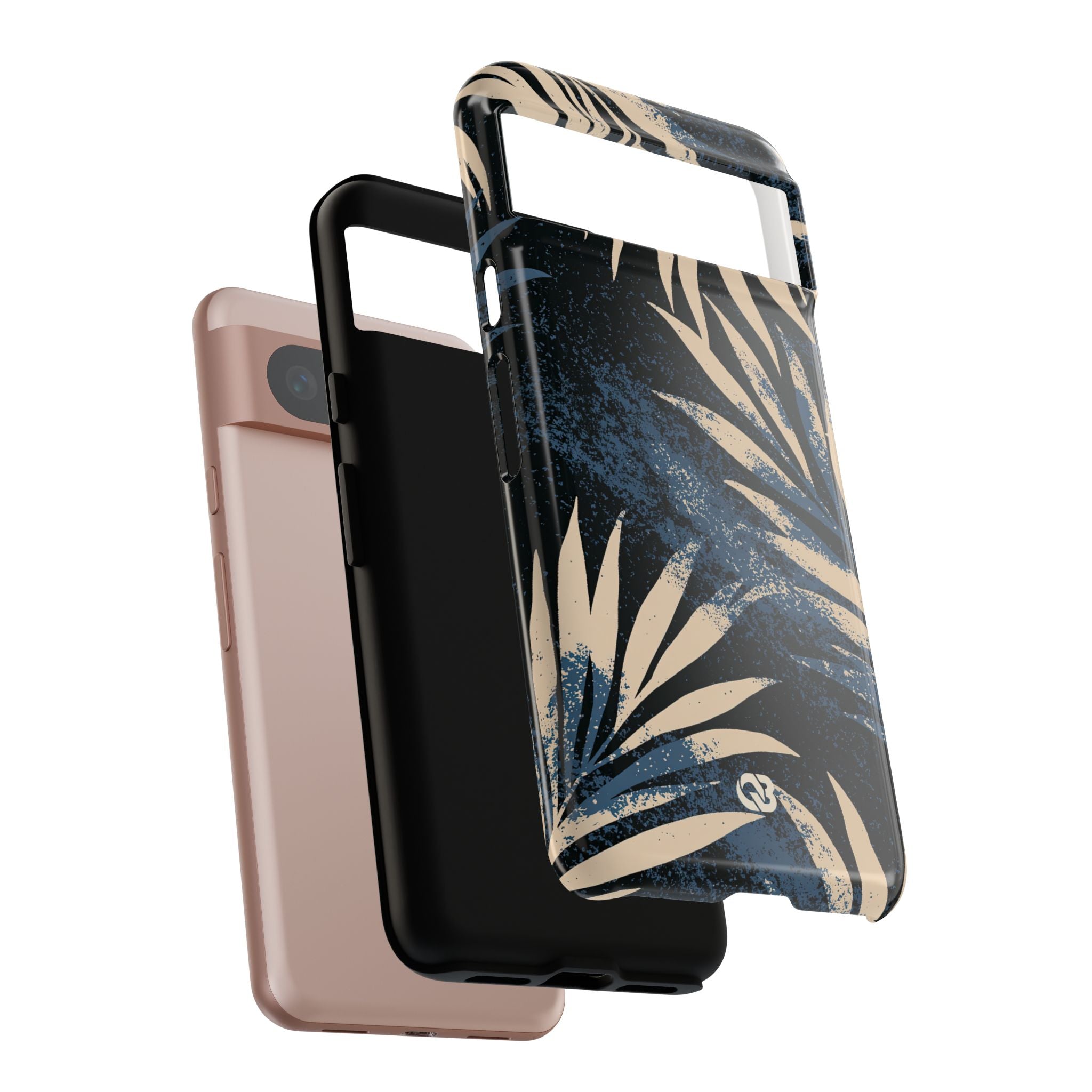 Blue Tough Phone Case for Google Pixel - Midnight Indigo Palm
