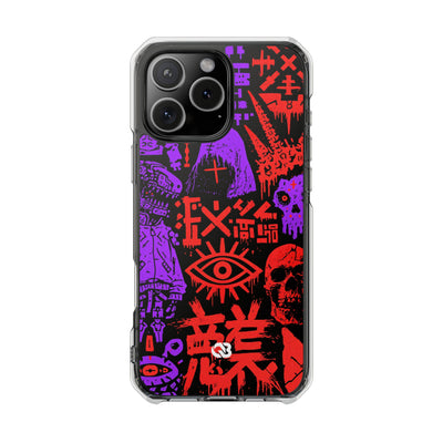 Underground Cyber Glyphs · Clear Impact Magnetic Phone Case for iPhone · Black