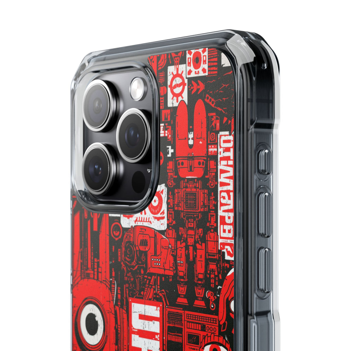 Neo Mecha Collage · Clear Impact Magnetic Phone Case for iPhone · Red
