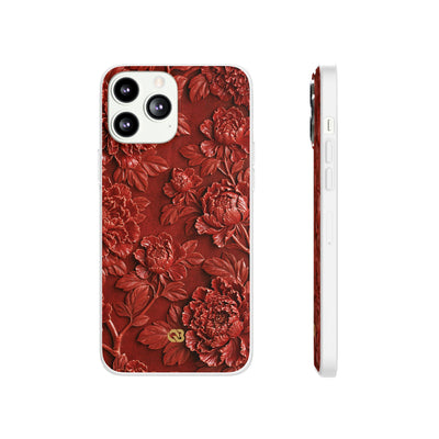 Cinnabar Peony Relief · Lite Phone Case for iPhone ·  Red