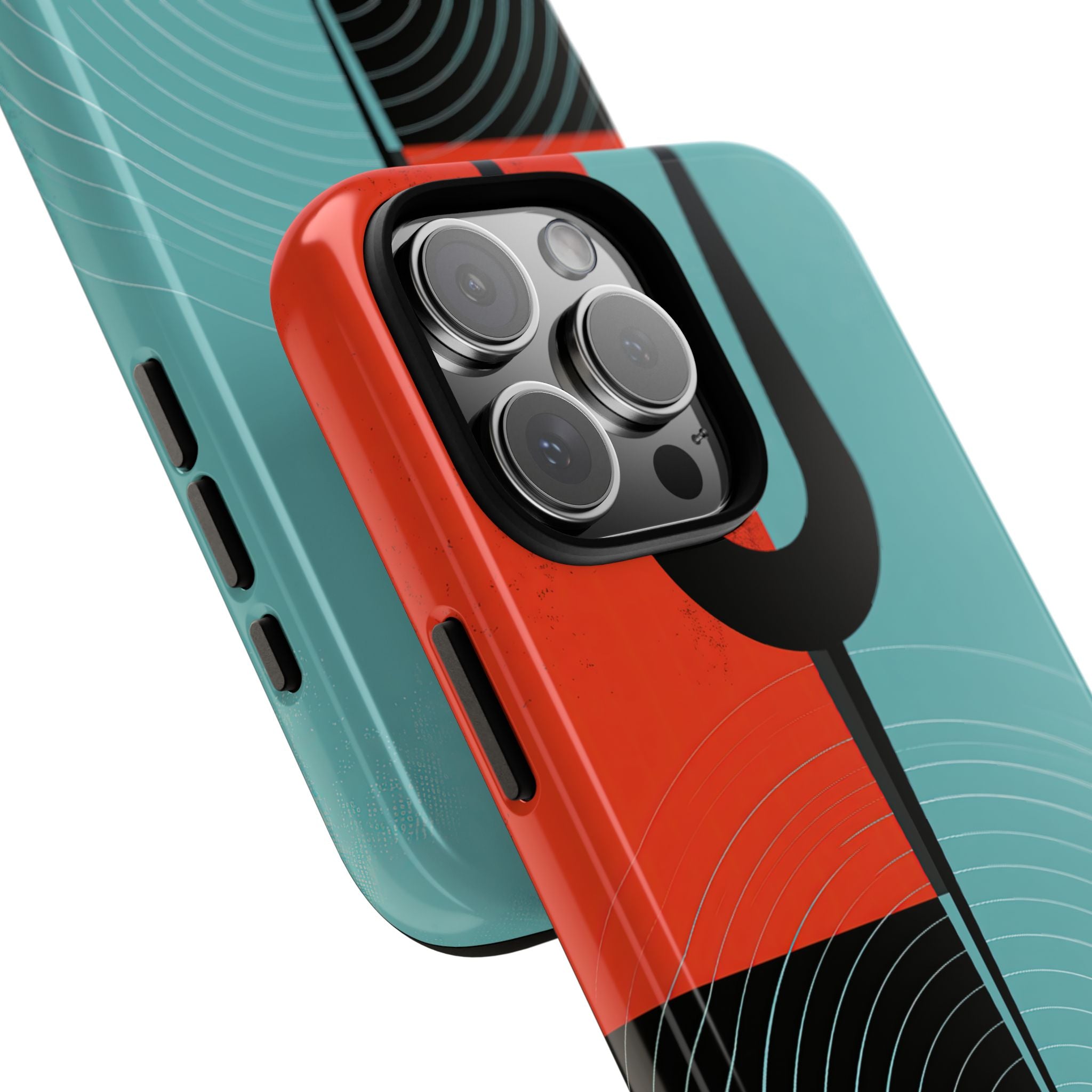 Teal Tough Phone Case for iPhone - Sonic Static Split
