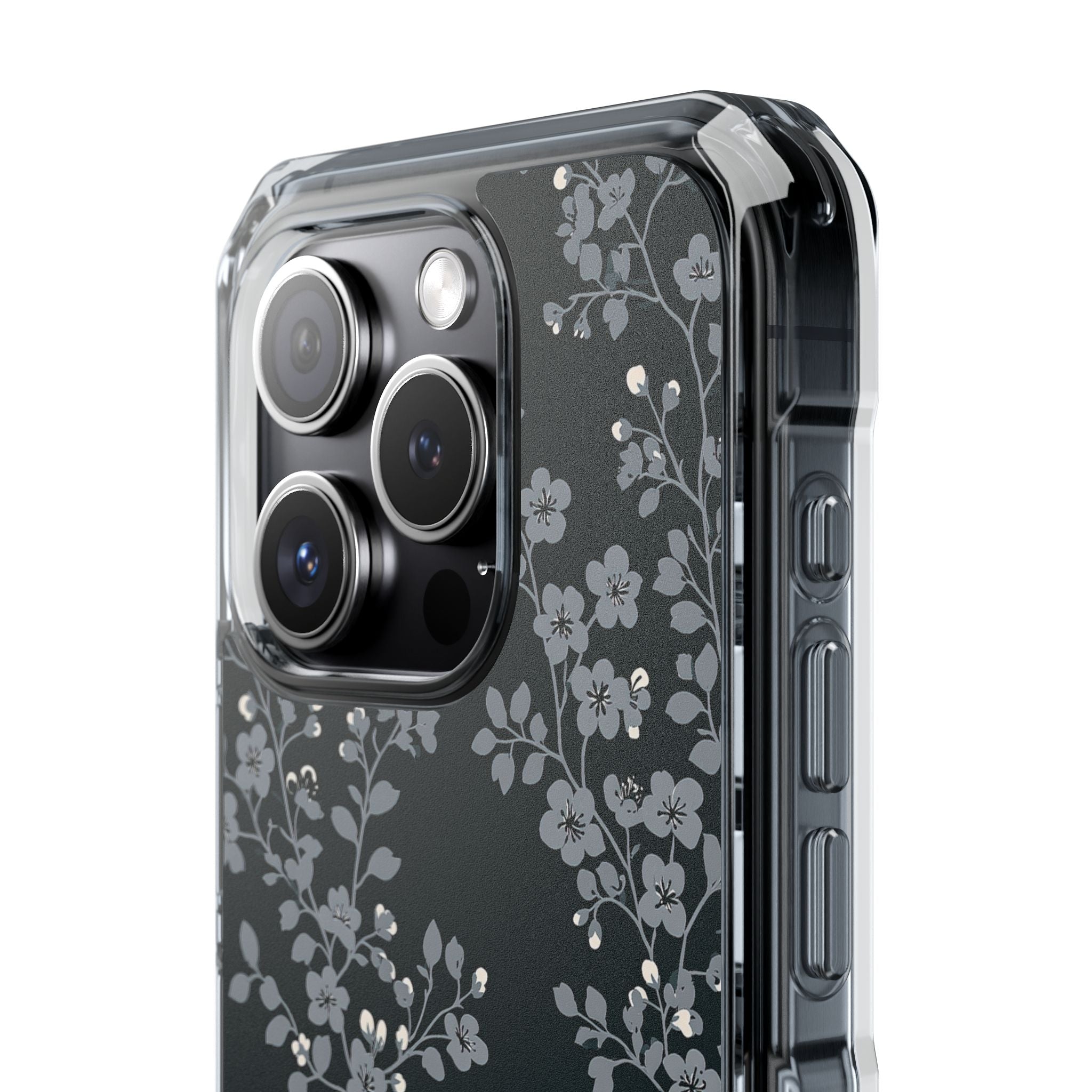 Black Impact MagSafe Phone Case for iPhone - Midnight Slate Blossom