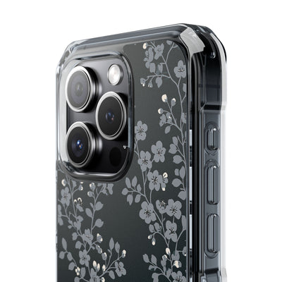 Black Impact MagSafe Phone Case for iPhone - Midnight Slate Blossom