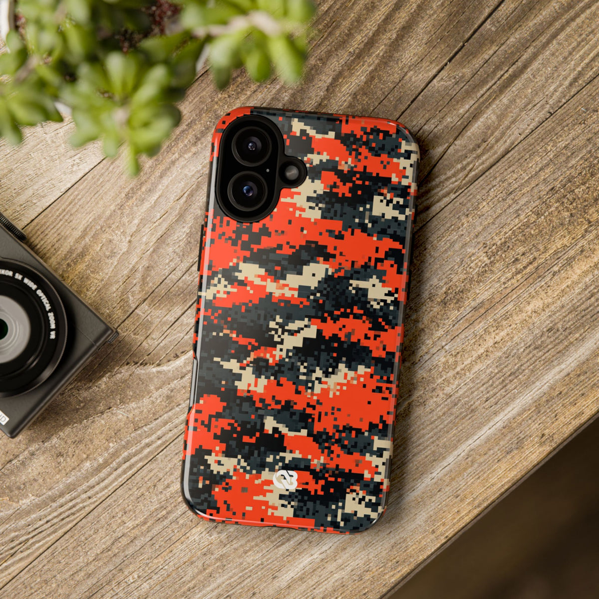 Signal Pixel Camo · Tough Phone Case for iPhone · Orange