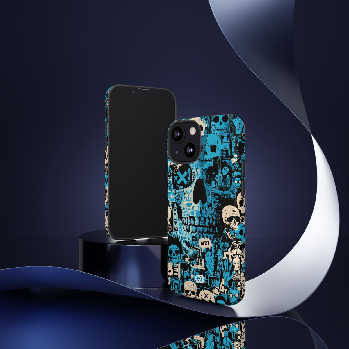 Electric Skull Graffiti · Tough Phone Case for iPhone · Blue