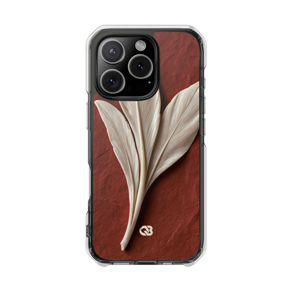 Carved Ivory Plume · Clear Impact Magnetic Phone Case for iPhone · Red