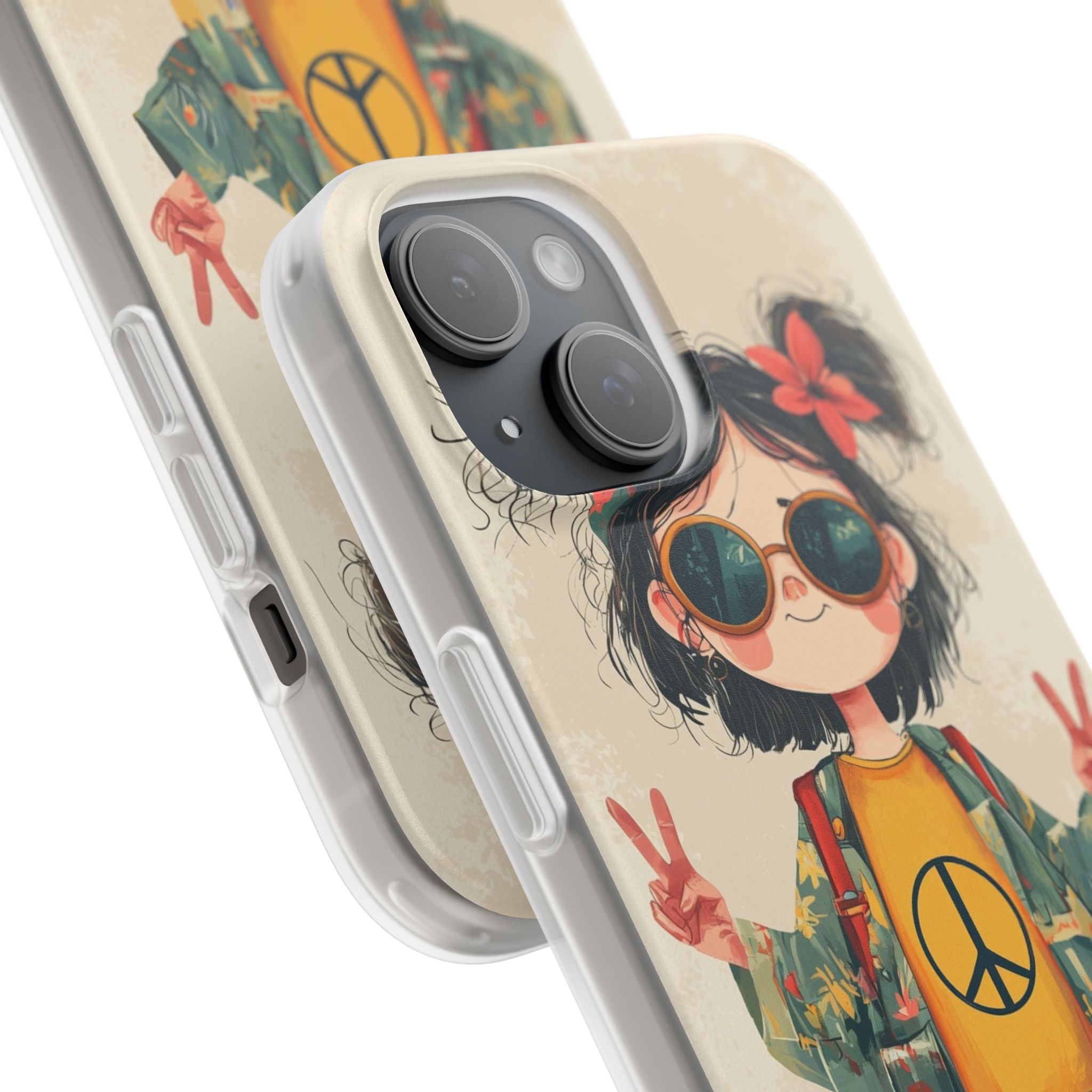 Retro Peace Girl · Soft Phone Case for iPhone