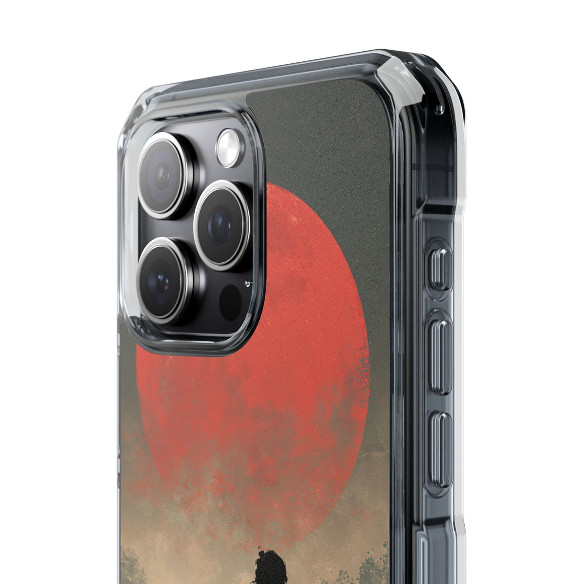 Crimson Moon Ronin · Clear Impact Magnetic Phone Case for iPhone · Red