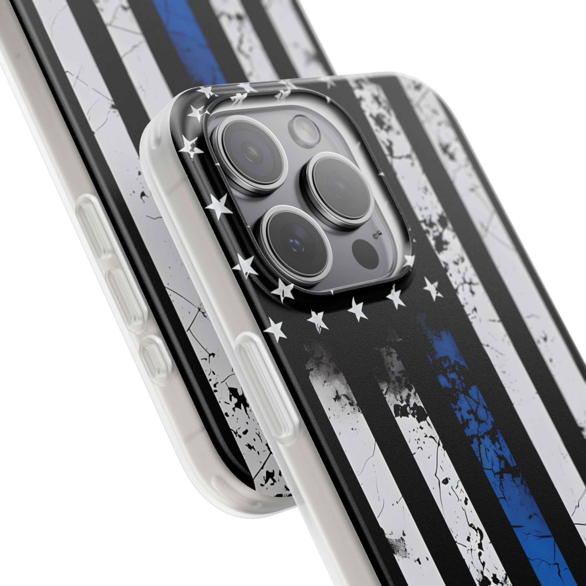 Blau gestreifte Flagge iPhone 15 Pro Max Case - Soft