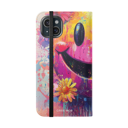 Smiley Bloom Drip - iPhone 15 Plus Case - Wallet
