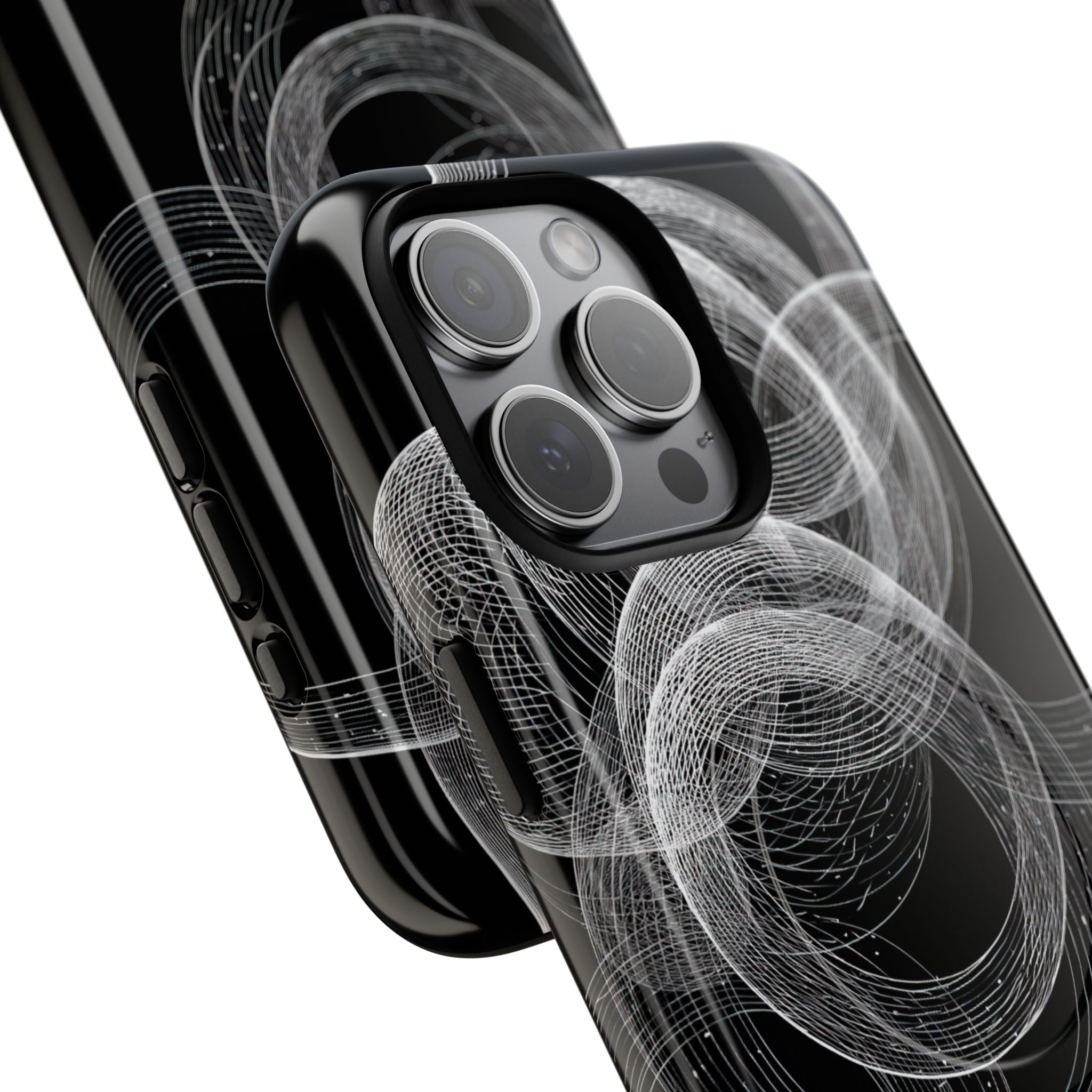Black Tough 2.0 Magsafe Phone Case for iPhone - Kinetic Wireframe Orbit