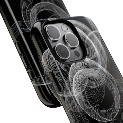 Black Tough 2.0 Magsafe Phone Case for iPhone - Kinetic Wireframe Orbit