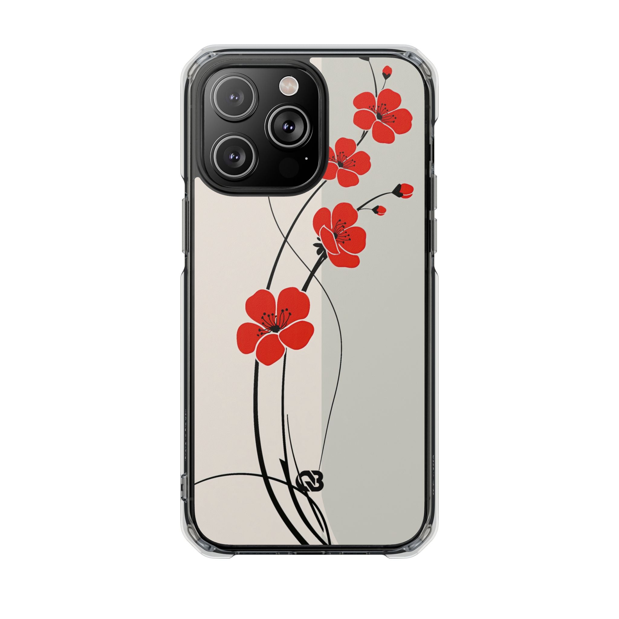 Beige Impact MagSafe Phone Case for iPhone - Scarlet Ink Petals