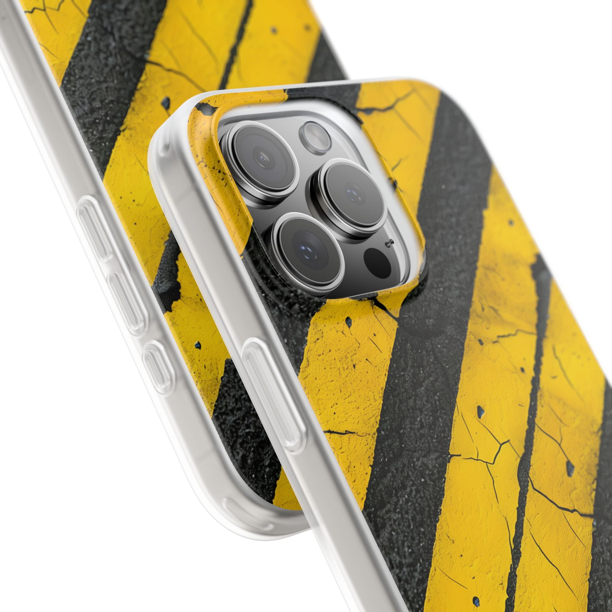 Cracked Hazard Stripes · Soft Phone Case for iPhone
