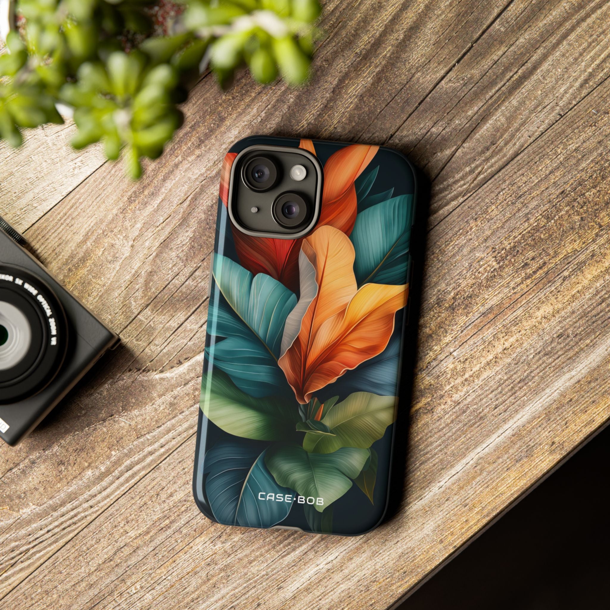 Tropical Leafburst iPhone 15 Case - Tough